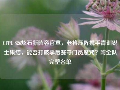 CFPL S26炫石新阵容官宣，老将压阵携手青训锐士集结，能否打破季后赛守门员魔咒？附全队完整名单