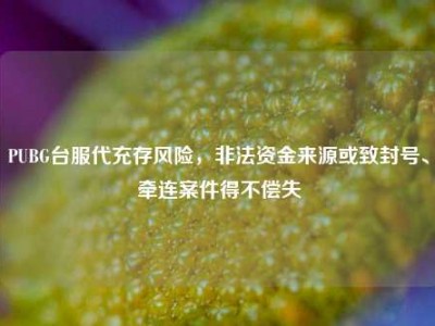 PUBG台服代充存风险，非法资金来源或致封号、牵连案件得不偿失
