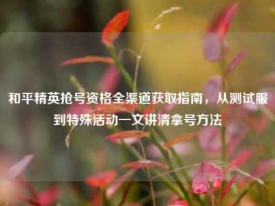 和平精英抢号资格全渠道获取指南，从测试服到特殊活动一文讲清拿号方法