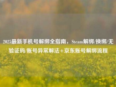 2025最新手机号解绑全指南，Steam解绑/换绑/无验证码/账号异常解法+京东账号解绑流程