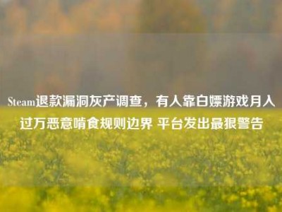 Steam退款漏洞灰产调查，有人靠白嫖游戏月入过万恶意啃食规则边界 平台发出最狠警告
