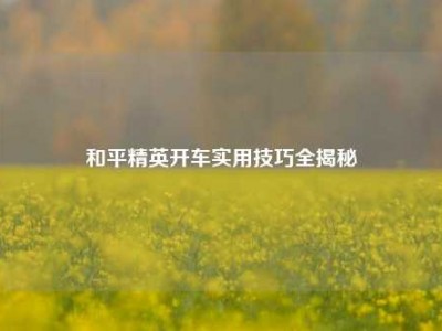 和平精英开车实用技巧全揭秘