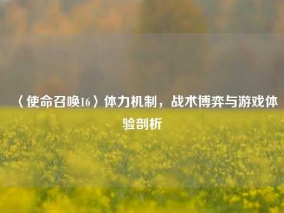 〈使命召唤16〉体力机制，战术博弈与游戏体验剖析