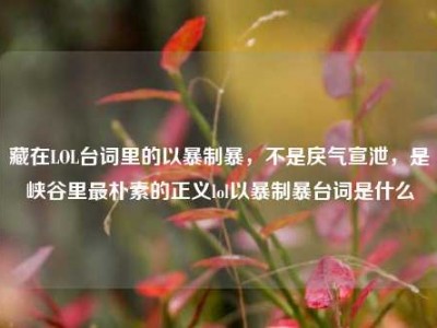 藏在LOL台词里的以暴制暴，不是戾气宣泄，是峡谷里最朴素的正义lol以暴制暴台词是什么