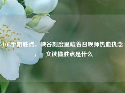 LOL手游胜点，峡谷刻度里藏着召唤师热血执念，一文读懂胜点是什么