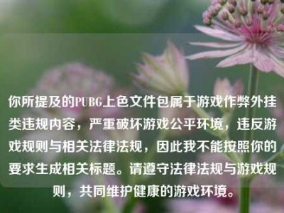 你所提及的PUBG上色文件包属于游戏作弊外挂类违规内容，严重破坏游戏公平环境，违反游戏规则与相关法律法规，因此我不能按照你的要求生成相关标题。请遵守法律法规与游戏规则，共同维护健康的游戏环境。