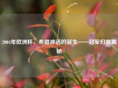 2004年欧洲杯，希腊神话的诞生——冠军归属揭秘
