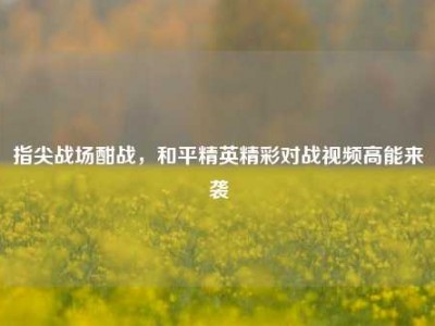 指尖战场酣战，和平精英精彩对战视频高能来袭