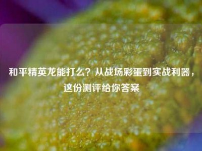 和平精英龙能打么？从战场彩蛋到实战利器，这份测评给你答案