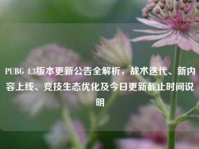 PUBG 4.3版本更新公告全解析，战术迭代、新内容上线、竞技生态优化及今日更新截止时间说明