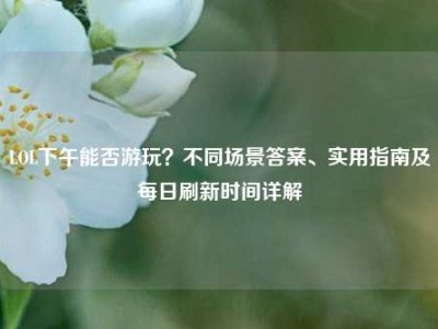 LOL下午能否游玩？不同场景答案、实用指南及每日刷新时间详解