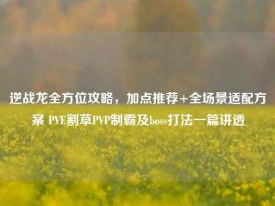 逆战龙全方位攻略，加点推荐+全场景适配方案 PVE割草PVP制霸及boss打法一篇讲透