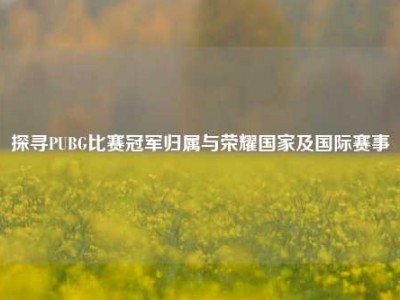 探寻PUBG比赛冠军归属与荣耀国家及国际赛事