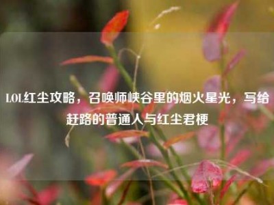 LOL红尘攻略，召唤师峡谷里的烟火星光，写给赶路的普通人与红尘君梗