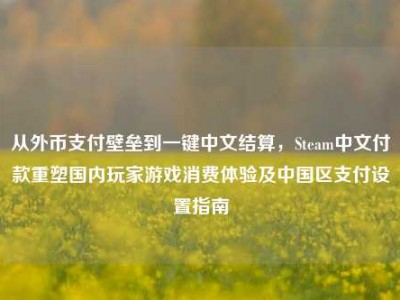 从外币支付壁垒到一键中文结算，Steam中文付款重塑国内玩家游戏消费体验及中国区支付设置指南
