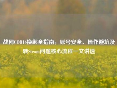 战网COD16换绑全指南，账号安全、操作避坑及转Steam问题核心流程一文讲透