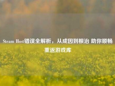 Steam Host错误全解析，从成因到根治 助你顺畅重返游戏库