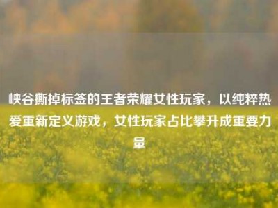 峡谷撕掉标签的王者荣耀女性玩家，以纯粹热爱重新定义游戏，女性玩家占比攀升成重要力量