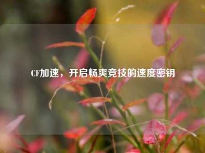 CF加速，开启畅爽竞技的速度密钥