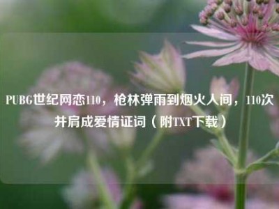 PUBG世纪网恋110，枪林弹雨到烟火人间，110次并肩成爱情证词（附TXT下载）