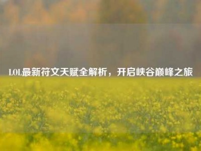 LOL最新符文天赋全解析，开启峡谷巅峰之旅