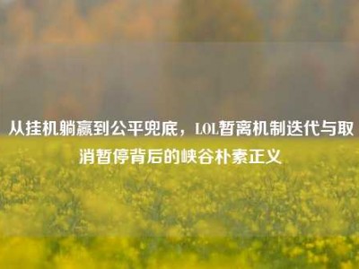 从挂机躺赢到公平兜底，LOL暂离机制迭代与取消暂停背后的峡谷朴素正义