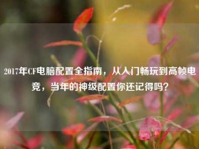 2017年CF电脑配置全指南，从入门畅玩到高帧电竞，当年的神级配置你还记得吗？