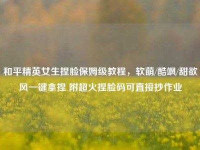 和平精英女生捏脸保姆级教程，软萌/酷飒/甜欲风一键拿捏 附超火捏脸码可直接抄作业