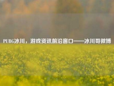 PUBG冰川，游戏资讯前沿窗口——冰川哥微博