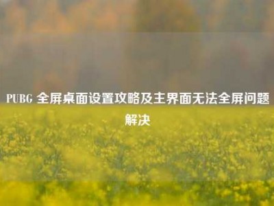 PUBG 全屏桌面设置攻略及主界面无法全屏问题解决