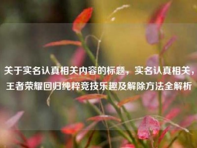关于实名认真相关内容的标题，实名认真相关，王者荣耀回归纯粹竞技乐趣及解除方法全解析