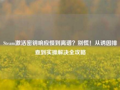 Steam激活密钥响应慢到离谱？别慌！从诱因排查到实操解决全攻略