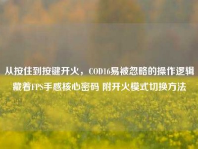 从按住到按键开火，COD16易被忽略的操作逻辑藏着FPS手感核心密码 附开火模式切换方法