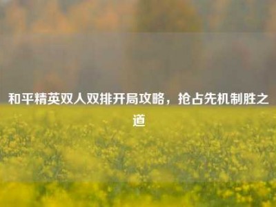 和平精英双人双排开局攻略，抢占先机制胜之道
