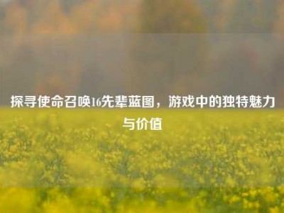 探寻使命召唤16先辈蓝图，游戏中的独特魅力与价值