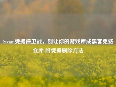 Steam凭据保卫战，别让你的游戏库成黑客免费仓库 附凭据删除方法