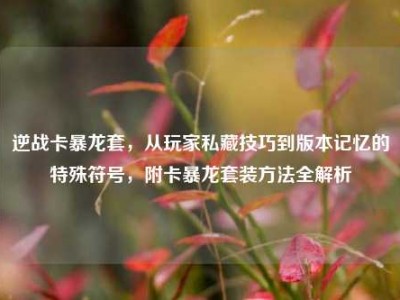 逆战卡暴龙套，从玩家私藏技巧到版本记忆的特殊符号，附卡暴龙套装方法全解析