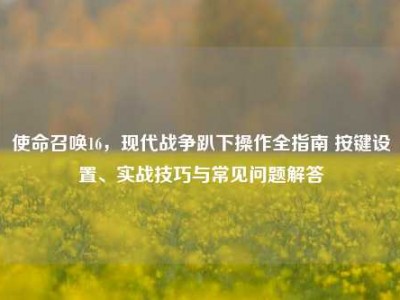使命召唤16，现代战争趴下操作全指南 按键设置、实战技巧与常见问题解答