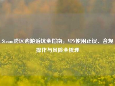 Steam跨区购游避坑全指南，VPN使用正误、合规操作与风险全梳理