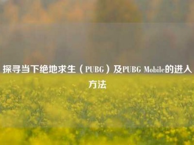 探寻当下绝地求生（PUBG）及PUBG Mobile的进入方法