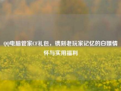 QQ电脑管家CF礼包，镌刻老玩家记忆的白嫖情怀与实用福利