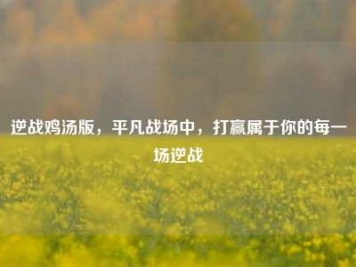 逆战鸡汤版，平凡战场中，打赢属于你的每一场逆战