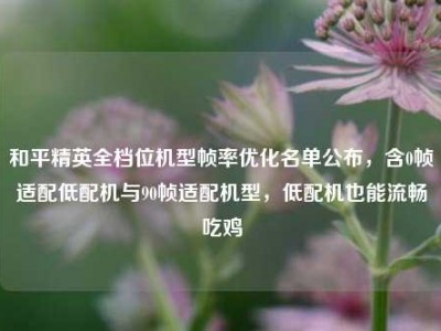 和平精英全档位机型帧率优化名单公布，含0帧适配低配机与90帧适配机型，低配机也能流畅吃鸡