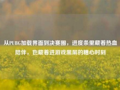 从PUBG加载界面到决赛圈，进度条里藏着热血陪伴，也藏着进游戏黑屏的糟心时刻