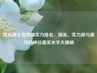 娱乐圈王者荣耀实力排名，顶流、实力派与黑马的峡谷真实水平大揭秘