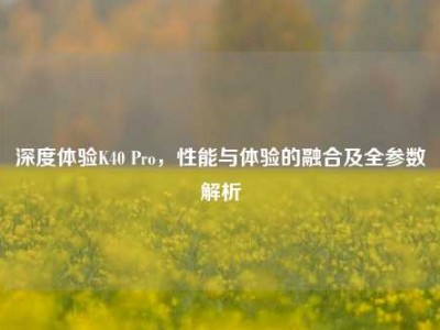 深度体验K40 Pro，性能与体验的融合及全参数解析