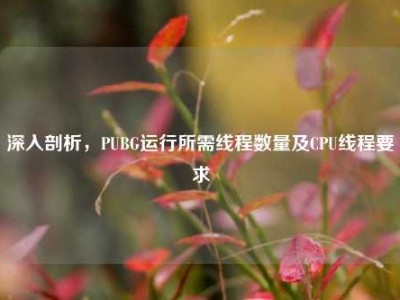 深入剖析，PUBG运行所需线程数量及CPU线程要求