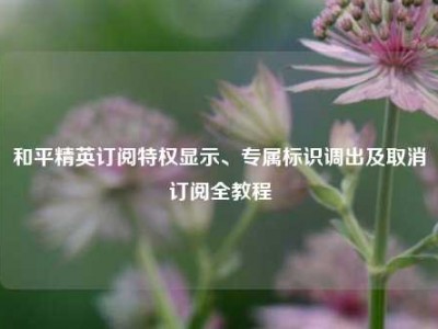 和平精英订阅特权显示、专属标识调出及取消订阅全教程