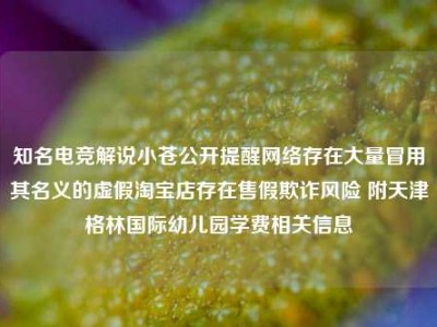 知名电竞解说小苍公开提醒网络存在大量冒用其名义的虚假淘宝店存在售假欺诈风险 附天津格林国际幼儿园学费相关信息