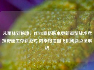 从雨林到秘境，PUBG泰格版本更新重塑战术竞技野趣生存新范式 附泰格地图飞机刷新点全解析